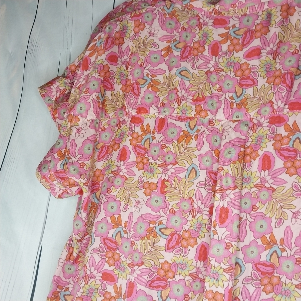 Lucky Brand Women's Pink Button Down Loose Fit Casual Boho Cottagecore Top - Picture 11 of 13